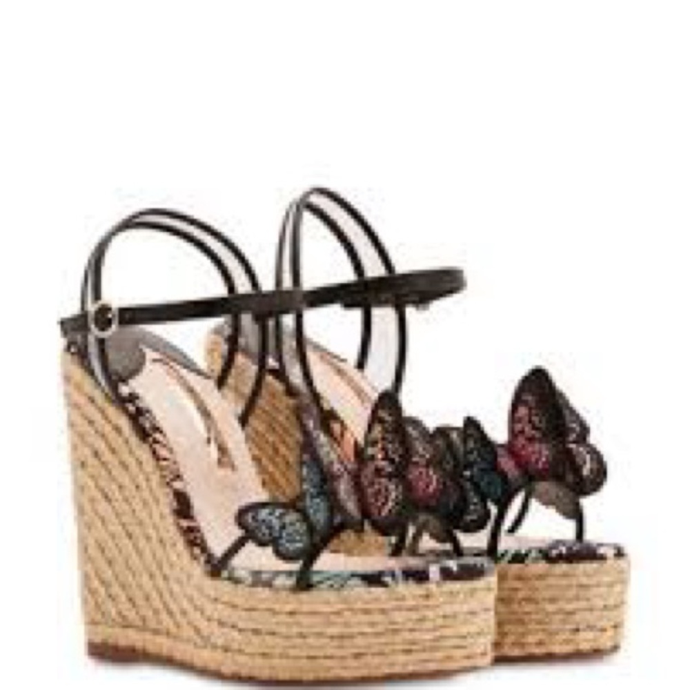 Sophia Webster Black and Multicolor Butterfly Wedges 9